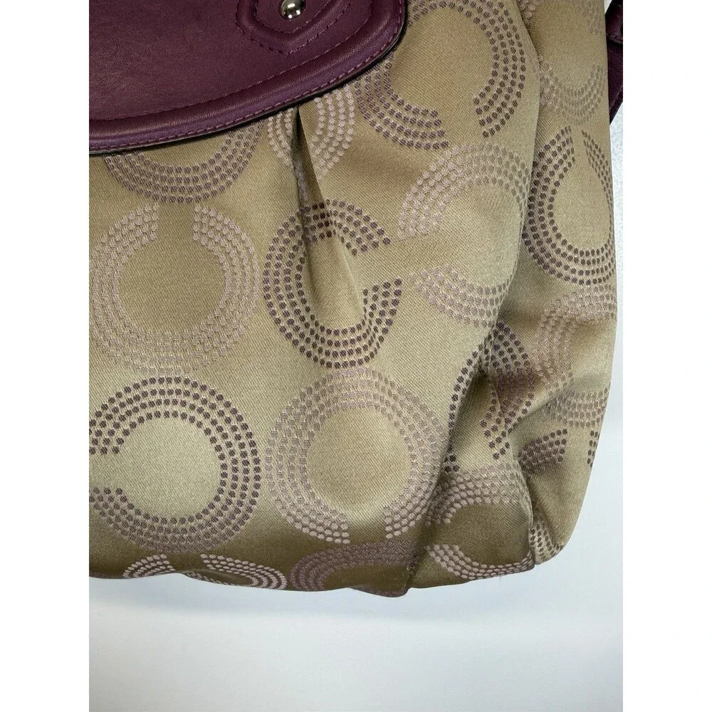 VTG COACH Y2K Ashley Carryall Shoulder Bag Brown/Purple Logo Leather Canva 15x11